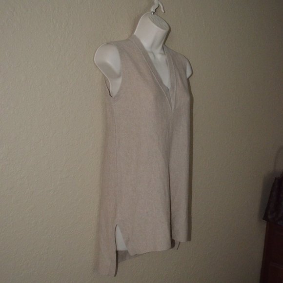 Sz XS Vince Tan Cashmere Sleeveless Tunic Sweater Top - Picture 4 of 6